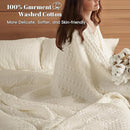 PHF 100% Cotton Waffle Weave Blanket King Size, Soft Lightweight Breathable Cozy Summer Blankets for Bed, Luxury Aesthetic Woven Bedding for Home Decor, 108"x90", Cannoli Cream by CozyNest Decor
