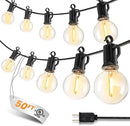LED Outdoor String Lights, 50FT 25+2 Shatterproof Bulbs Outdoor Patio Lights, IP65 Waterproof Connectable Hanging Outside Light for Backyard, Porch, Deck, Balcony, 2200K by CozyNest Decor