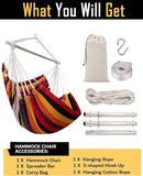 ADVOKAIR Hammock Chair Swing (500 lbs Max) - Hanging Hammock Chair Rope Swing Indoor for Bedroom, Outdoor, Patio, Bedroom, Porch, Deck - Sturdy Steel Bar with Anti-Slip Safety Rings by GreenHaven Gardens