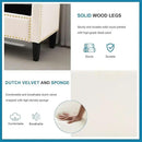 Storage Ottoman Bench, Velvet Upholstered Footstool for Bedroom and Living Room, Tufted Seat with Storage, Wooden Legs & Metal Rivets, Beige by CozyNest Decor