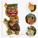 Solar Tiki Statue Light-Garden Turtles Outdoor Decor - Tiki Man Riding Turtle with Tiki Torch Solar Light for Tiki Bar Decorations, Patio, Balcony, Yard,Lawn,Gifts by GreenHaven Gardens