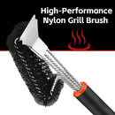 Grill Brush and Scraper, Safe Nylon Bristles Barbecue Triple Scrubbers Cleaning Brush for Cast Iron Grates/Porcelain/Weber Gas/Charcoal Grill，Extra Strong BBQ Cleaner Accessories (Black) by GreenHaven Gardens