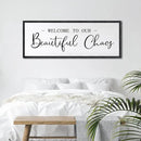 Welcome To Our Beautiful Chaos Sign Wall Decor Framed Wood 32X12 Inch For Rustic Home Living Room Entryway Bedroom Hanging Art (Black) by CozyNest Decor