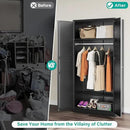 SISESOL Metal Wardrobe Cabinet with Hanging Rod,Black Armoire Wardrobe Closet,Metal Clothing Storage Cabinet with Adjustable Shelves and Doors,72" Cloth Storage Cabinets for Home,Living/Laundry Room by CozyNest Decor