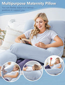 Meiz Pregnancy Pillow, Cooling Pregnancy Pillows for Sleeping, Maternity Pillow for Pregnant Women, Pregnancy Body Pillow with Cooling Jersey Cotton Cover, Blue by TinyTreasures Baby Boutique