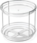 2 Tier Lazy Susan Organizer, 9.25'' Lazy Susan Turntable for Cabinet, Stackable Turntable Organizer Rotating Spice Rack Organization for Kitchen Countertop, Pantry, Bathroom, Clear by CozyNest Decor