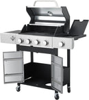 4-Burner Propane Gas BBQ Grill with Side Burner, 46,790 BTU Output, Enameled Cast Iron Grates, Heavy-Duty Stainless Steel Outdoor Grill for Backyard Barbecue by GreenHaven Gardens