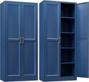 Kitchen Pantry Cabinet,71”Blue Metal Pantry Storage Cabinets with Doors and 4 Adjustable Shelves,Kitchen Cabinet with 2 Gold Handles,Tall Cabinet for Livingroom, by CozyNest Decor