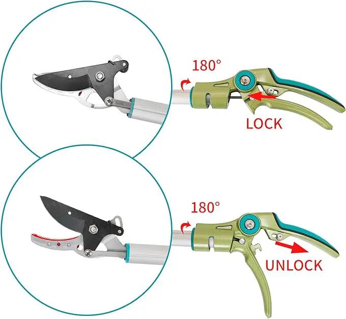 GARTOL Cut & Hold Pole Pruner, 4.2 FT Lightweight Fruit Picker with 180° Rotating Handle, SK5 Steel Blade Cuts up to 1/2 Inch, Long Reach Garden Tree Trimmer & Branch Cutter for Shrubs, Bushes, photo 3 of 6