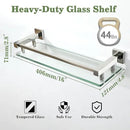 Alise Bathroom Glass Shelf with Stainless Steel Railing, Polished Chrome Small Tempered Glass Floating Wall Shelf Over The Toilet, 16 inch by CozyNest Decor