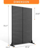 Metal Privacy Screen with Stand 72" H×47" W Outdoor Freestanding Privacy Screen & Panels, Outdoor Privacy Screen for Deck Patio Balcony(Black-Louvered) by GreenHaven Gardens