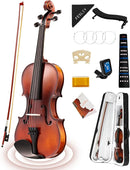 Fesley Violin Fiddle Full Set: 4/4 Matt Violin Kit for Beginners, Acoustic Violin with Hard Case, Solidwood Hand Made Starter Kit with Bow, Rosin, Shoulder Rest, Tuner, Extra Strings by TinyTreasures Baby Boutique