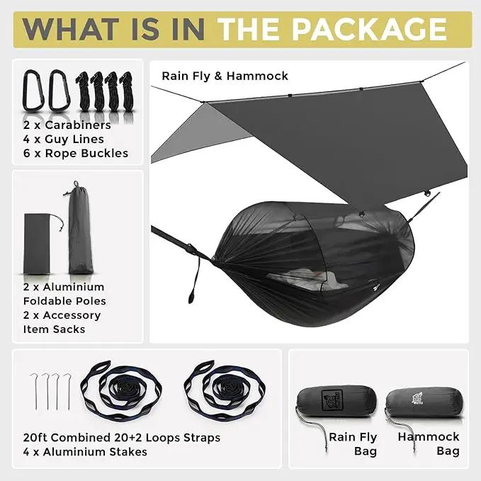 Miztli Camping Hammock -Portable Hammock w/Spacious Net & Tree Straps w/Adjustable Loops, Double and Single Hammock for Outdoor, Indoor, Hiking and Travel, photo 7 of 8