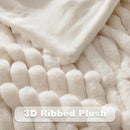 NEWCOSPLAY Faux Fur Throw Blanket Ivory 3D Ribbed Plush Thick Warm Blanket for Couch Sofa Bed 850GSM (Ivory Ribbed, Throw(50"x60")) by CozyNest Decor