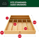 ROYAL CRAFT WOOD Luxury Bamboo Utensil Rack and Silverware Organizer, Kitchen Drawer Organizer - Utensil Holder and Cutlery Tray with Grooved Drawer Dividers for Flatware 7 Slot, Natural by CozyNest Decor