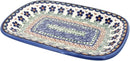 Blue Rose Polish Pottery Aztec Flower Small Rectangular Serving Platter by CozyNest Decor