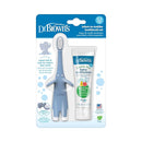 Dr. Brown's Infant-to-Toddler Training Toothbrush Set, Blue Elephant with Fluoride-Free Apple Pear Baby Toothpaste, 0-3 years by TinyTreasures Baby Boutique