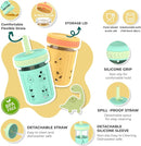 Tronco 8 oz Glass Sippy Cup for Toddlers, Kids Mason Jar Smoothie Cup with Silicone Sleeves & Spill Resistant Flexible Straw, Snack Cup, BPA-Free, Dishwasher Safe by TinyTreasures Baby Boutique