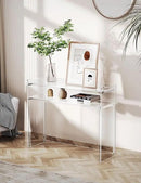 Acrylic Console Table, Entryway Table with Storage Shelves (1, 39.4 * 31.5 * 11.7) (Clear) by CozyNest Decor