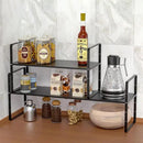 iPEGTOP Expandable Cabinet Storage Shelf Organizer Rack, Heavy Duty Steel Metal Spice Rack Adjustable Height Home Office Garage Pantry Shelf Space Riser for Counter Kitchen Organization, Black, 3 Pack by CozyNest Decor