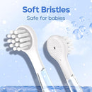 SEAGO Toddler Electric Toothbrushes for Baby Ages 0-3 Years, Baby Toothbrush with Smart Timer and Suction Base, 4 Replacement Brush Heads SG-513 (Navy-C) by TinyTreasures Baby Boutique