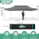 COBIZI 13x26 Pop Up Tent 13x26 Canopy with Sidewalls Heavy Duty Canopy Party Tent for Parties, Outdoor Wedding Large Event Tent Wind Waterproof UPF 50+ Ez Up in Garden Lawn with Roller Bag, Gray by GreenHaven Gardens