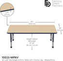 Factory Direct Partners FDP Rectangle Activity School and Classroom Kids Table (36 x 60 inch), Toddler Leg, Adjustable Height 15-24 inches - Maple Top and Navy Edge by CozyNest Decor