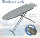 Ironing Board Full Size, BlissBoard 43"x13" Sturdy Heavy Duty Iron Board with Iron Rest, Heat Resistant Cover with Ultra Thick Padding, Height Adjustable, Silver by CozyNest Decor