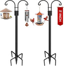 XDW-GIFTS Double Shepherds Hooks for Outdoor, 2-Pack Heavy Duty Garden Pole for Hanging Bird Feeder, Plant Baskets, Solar Light Lanterns, Garden Plant Hanger Stands with 5 Base Prongs