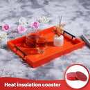 Ottoman With Handle for Living Room - Set of 4 Natural Wooden Coasters - Rustic Serving Tray for Coffee Table - Kitchen Decorative Tray With Handles (Orange) by CozyNest Decor