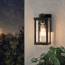 mirrea 11" Classic Outdoor Wall Sconce 1 Light in Matte Black Rectangular Metal Frame and Clear Glass Shade Waterproof Porch Light Patio Light Pack of 2 by CozyNest Decor