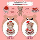 LoopMap Crochet Kit for Beginners - DIY Amigurumi Bear with Removable Dress & Accessories - Step-by-Step Video Tutorials, Extra Yarn, Crochet Tools, Handmade Gift for Kids & Adults (Bear K02, red) by TinyTreasures Baby Boutique