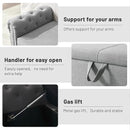 Furniliving 51.75" Storage Ottoman Bench for Living Room, Modern Bedroom Bench with Rolled Arm Upholstered End of Bed Bench Shoe Storage Bench Indoor Bench with Wood Legs Entryway Bench,Grey, Linen by CozyNest Decor