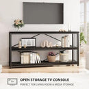 LVB Black Entryway Table, Modern Narrow Console for Hallway, Industrial Farmhouse Foyer Table with Storage Shelves, 63 Inch by CozyNest Decor
