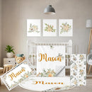 Custom Baby Crib Set - 5 Pcs Personalized Name Flowers Crib Bedding Set for Infants Toddlers - Soft Double Layer Nursery Bedding Set for Girls Boys - Customized Gifts for Baby Shower Birthday by TinyTreasures Baby Boutique
