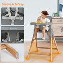 Ezebaby Foldable Wooden High Chairs, 3-in-1 Convertible Baby High Chair, Dining Booster Seat, Toddler Chair, Easy Clean High Chairs for Babies and Toddlers with Large Adjustable Tray- Transparent Gray by TinyTreasures Baby Boutique