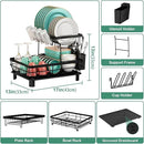 MOUKABAL Dish Drying Rack, 2 Tier Dish Rack, Large Dish Racks for Kitchen Counter, Dish Drainer with Removable Utensil Holder, Drainboard (Black) by CozyNest Decor