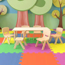 EMMA + OLIVER 23.625" W x 47.25" L Rectangle Natural Plastic Activity Table Set with 6 Chairs by CozyNest Decor