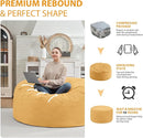 3FT Bean Bag Chair, Comfy Bean Bag Chairs with Memory Foam Filled, Fluffy Beanbag Sofa with Dutch Velvet Cover, Round BeanBag Chairs for Living Room, Playroom - Mustard by TinyTreasures Baby Boutique
