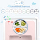Stainless Steel Suction Plates for Toddlers, 9" Divided Kids Baby Plates with Removable Silicone Suction, Non Toxic Non Slip Portion Control Snack Dishes 4 Packs, Blue Green Purple Beige by TinyTreasures Baby Boutique