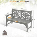 nalone Outdoor Bench with Cup Holders, HDPE All Weather Porch Bench Load up to 800 Lbs, 2-Person Garden Benches Rot-Proof Fade Proof for Patio, Porch, and Park (Grey) by GreenHaven Gardens
