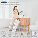 Foldable Toddler Step Stool for Bathroom Sink, Adjustable Kids 3 or 2 Step Stool for Toddlers Bathroom Toilet Potty, Plastic Baby Girl Child Stepping Stool with Handle Rail for Kitchen Counter by TinyTreasures Baby Boutique