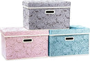 PRANDOM Collapsible Storage Cubes with Lids Fabric Decorative Storage Bins Boxes Organizer Containers Baskets with Cover Handles for Bedroom Closet Living Room 14.9x9.8x9.8 Inch 3 Pack by TinyTreasures Baby Boutique