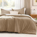 Litanika Taupe Comforter Set King Size, 3 Pieces Solid Bedding Comforter Set, All Season Fluffy Bed Set (104x90In Comforter & 2 Pillowcases) by CozyNest Decor