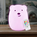 Lumipets Remote Control Silicone Night Light for Kids - Bear Design with 9 Soft Colors & Sleep Timer - Rechargeable, Battery-Operated Lamp for Bedroom | Baby Nursery, Toddler, Girls, Boys by TinyTreasures Baby Boutique