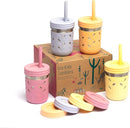 Elk and Friends 10oz Stainless Steel Kids + Toddler Drinking Cups | The Original Mason Jars with Lids + Sleeves + Straws | Smoothie Cups | Spill Resistant | Dishwasher Safe | 4 Pack by TinyTreasures Baby Boutique