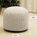 Round Stuffed Pouf Ottoman for Foot Rest, Storage Ottoman Pouf Foot Stool Cushion, Faux Fur Poufs with Foam Chunk Filling, 26 X 18 Inch Floor Chair for Living Room Bedroom Home Decor, Beige by CozyNest Decor