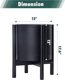 D'vine Dev Planter Pot with Stand - 12 Inch Plastic Cylinder Flower Pot with Wood Planter Holder for Indoor, Matte Black Pot + Ebony Stand, 55-C-Q-2 by GreenHaven Gardens