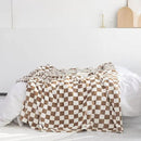 LOMAO Throw Blankets Flannel Blanket with Checkerboard Grid Pattern Soft Throw Blanket for Couch, Bed, Sofa Luxurious Warm and Cozy for All Seasons (Khaki, 50"x60") by CozyNest Decor
