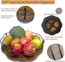 Lazy Susan Turntable Organizer with Higher Metal Sides, 11" Wooden Lazy Susan Spice Rack Organization and Storage for Cabinet,Kitchen,Countertop,Table Top,Dining Table,Coffee Bar Decor by CozyNest Decor
